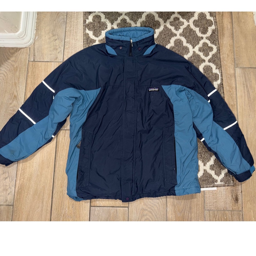 Vtg Patagonia Kids (12) Insulated Winter Jacket Blue Navy Ski Snow Coat Full Zip - Picture 1 of 7